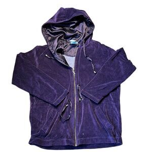Purple Hooded velvet Zip-Up Jacket with pockets in box 6